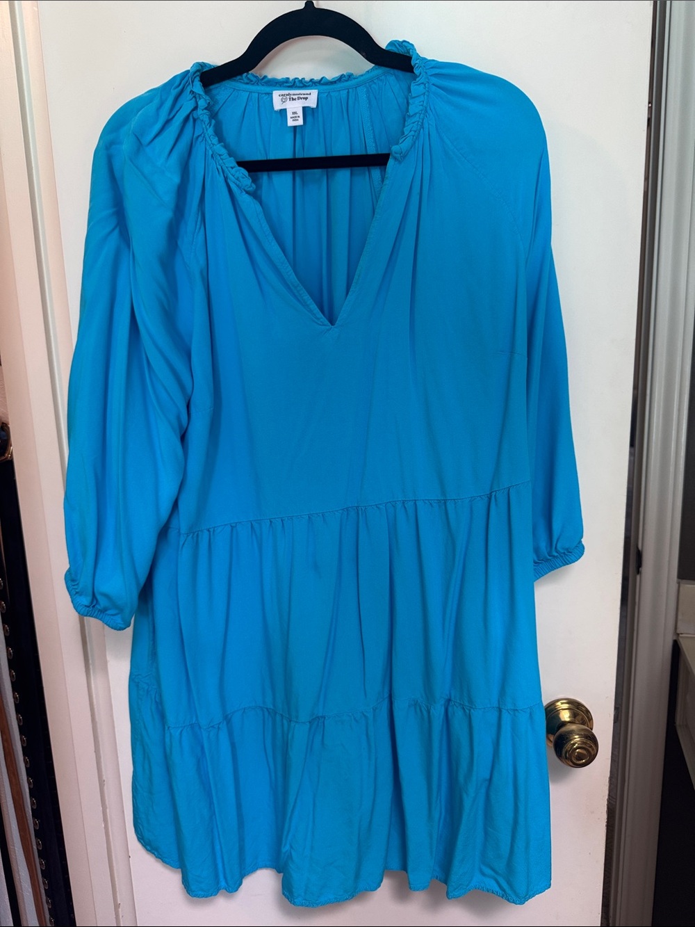 The Drop Tiered Dress in Bright Blue - XXL